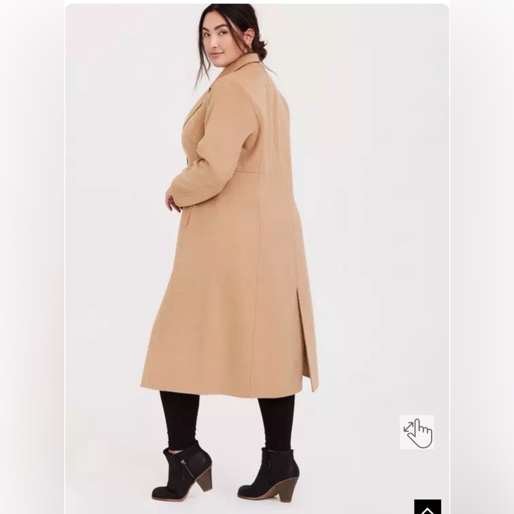 Taupe Woolen Button Front Duster Coat - image 3